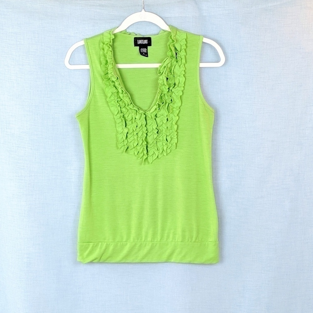 Loulou Green Ruffle Tank‎ Blouse Top medium